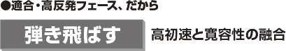 適合・高反発フェース、高初速と寛容性の融合